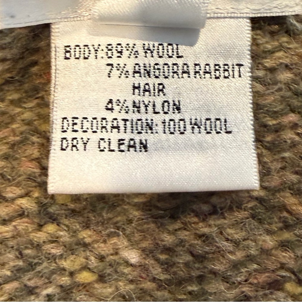 Vintage Talbots Cardigan Sweater Wool Angora Green Pocket Grandma Snap Closure M - Picture 11 of 11